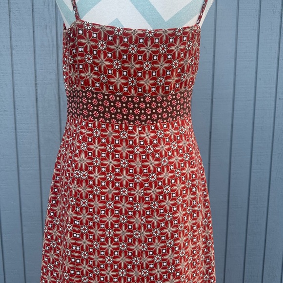 LOFT Burnt Orange and Chocolate Brown Midi Dress - Picture 10 of 14